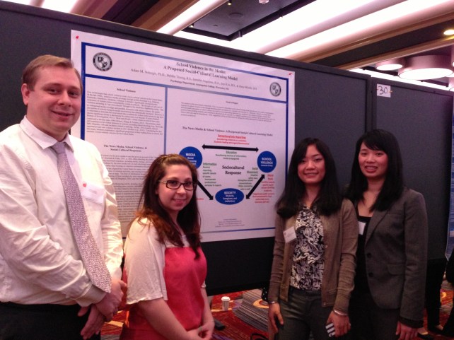 Poster Presentation @ the Eastern Psychological Association {March, 2013}{Dr. V's Research Team (left to right): Jenn Angelone, Suyi Liu, & Debbie Truong}